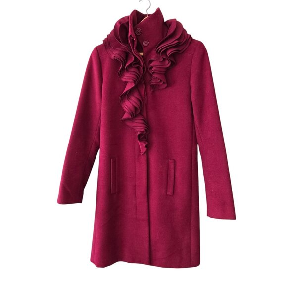 Tahari Burgundy Wool Coat 3/4 Length SZ M - Picture 1 of 5